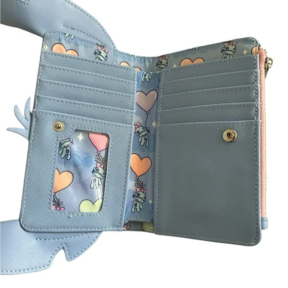 Loungefly Disney Stitch Heart Sunglasses Wallet - Blue and Pink - Picture 4 of 6